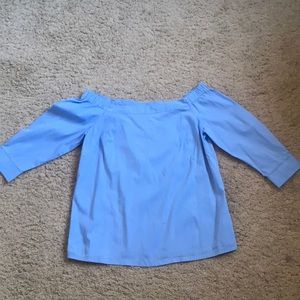 Off the shoulder sky blue top